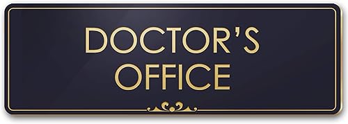 Letrero de oficina del doctor negrodorado, grabado, 3 x 9 pulgadas, resistente a la decoloración, uso en interiores y exteriores, fabricado en EE.
