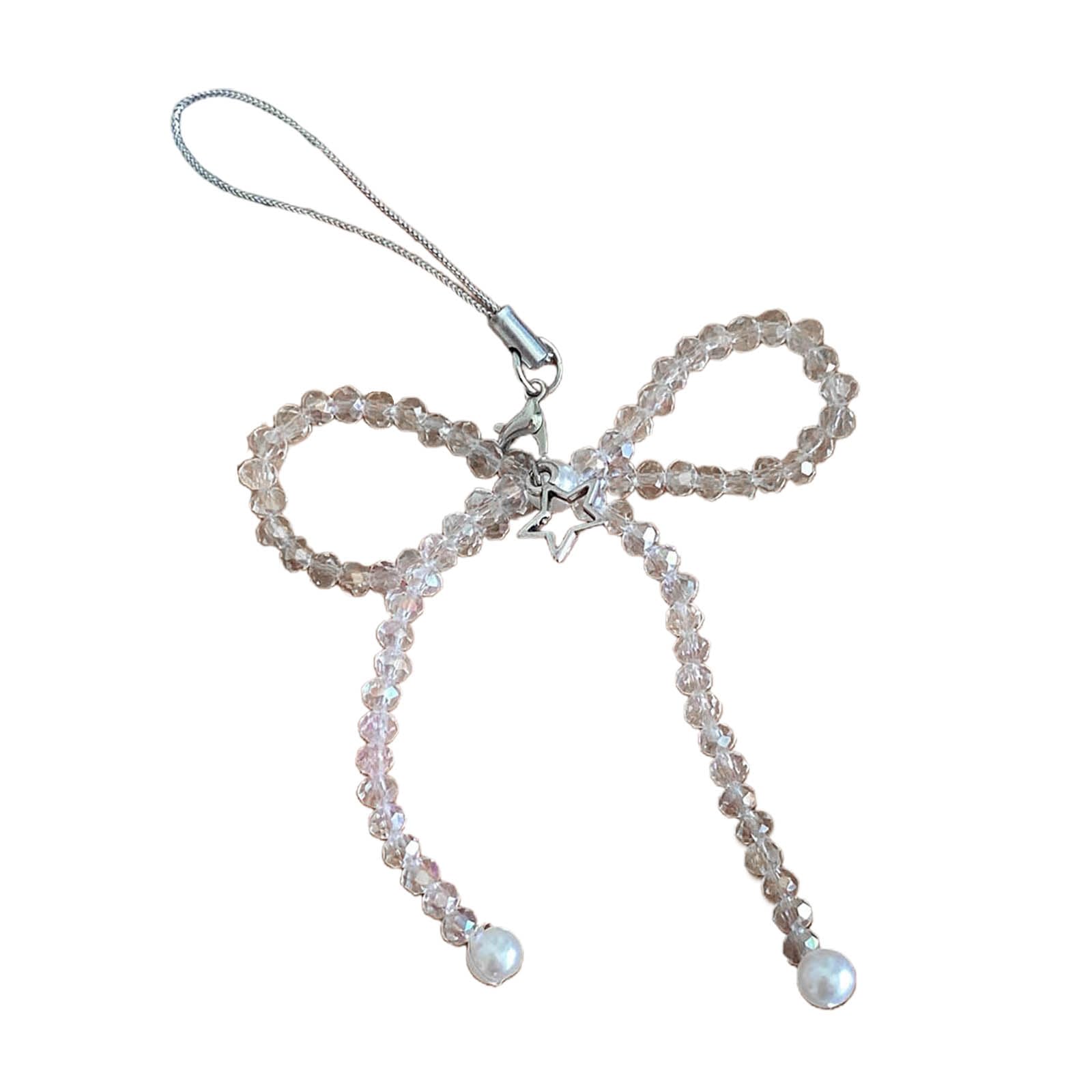 NEWFT Phone Strap Handmade Keychain Bead Star Bowknot Pendant Lanyard