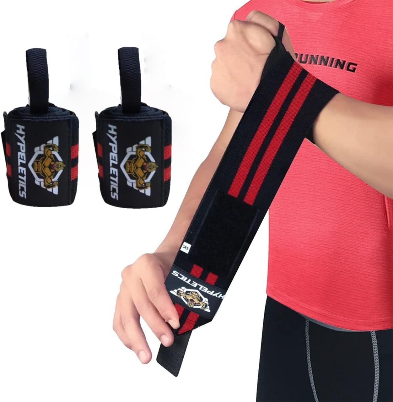 Hypeletics Wrist Wraps For Weightlifting - Wrist Support for workouts (Competition Grade) - 18 Inch Weight Lifting Wrist Wrap - Wrist Wraps For Workout, Wrist Pain, Wrist Brace
