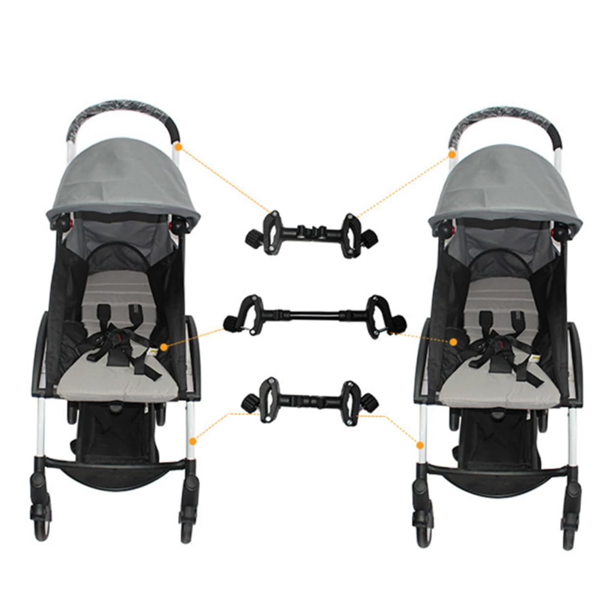 HANABASS 3Pcs Adjustable Stroller Connector Durable and Lightweight Twin Stroller Link for Easy Installation for Outings and Park Walks
