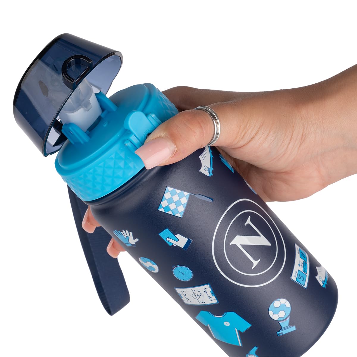 Colourbook Borraccia Termica Bambini 400 Ml Napoli Ufficiale, Acciaio Inox, 12 Ore Caldo Freddo, Beccuccio Silicone, Per Scuola Asilo Sport Piccoli Tifosi (Blu)