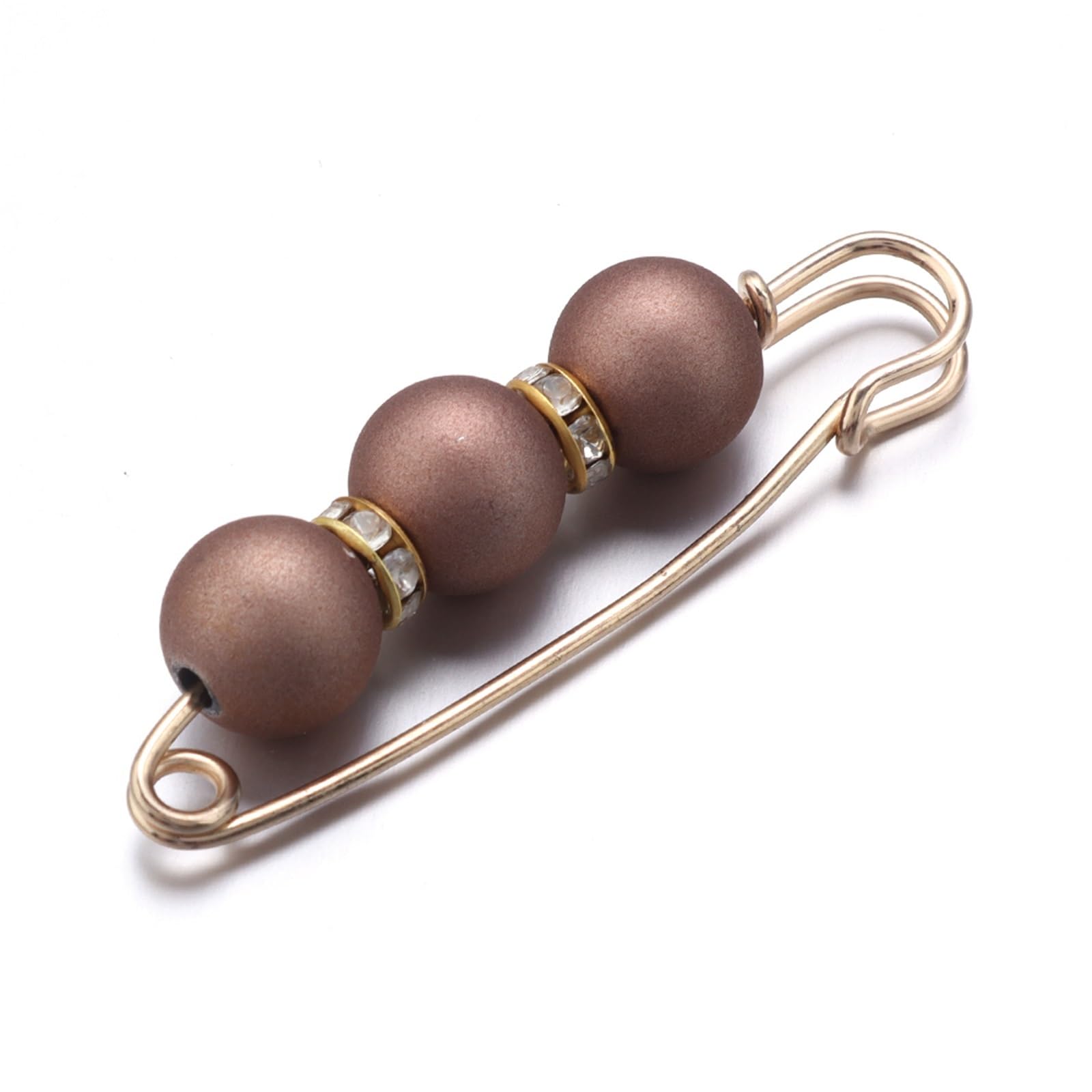 Decorative Safety Pins 30pcs Imitation Pearl Rhinestone Brooch Fashion Tightening Safety Pins For Women Clothing Decoration Pants Waist Pins Accessories for Clothes(Brown)