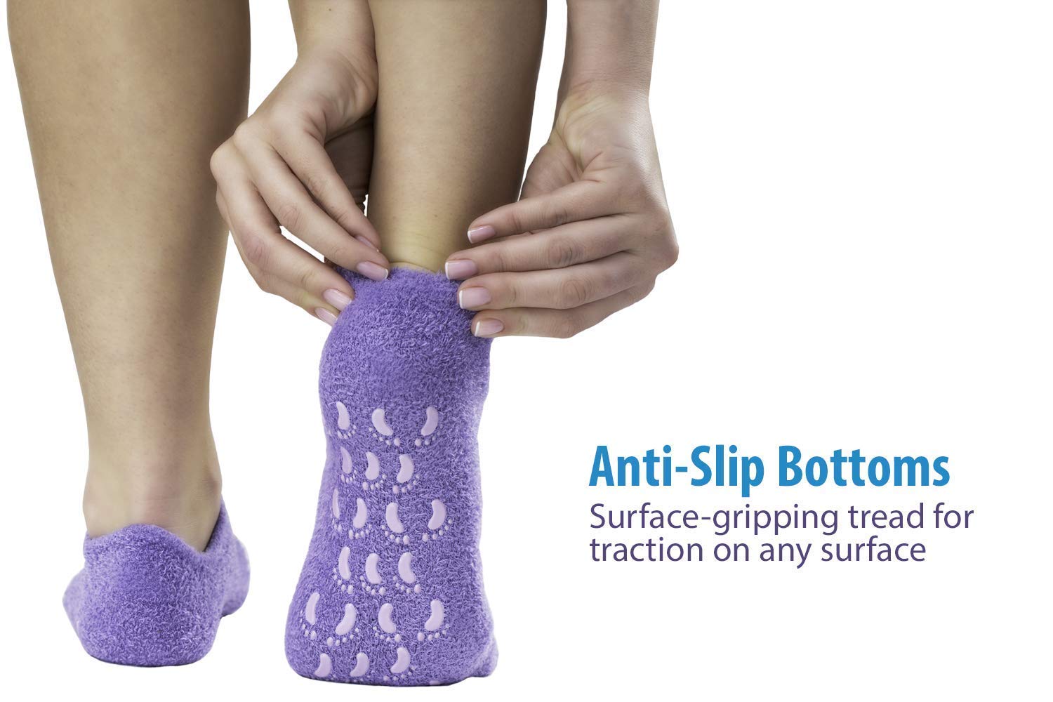 RRJ Spa Moisturizing Gel Socks for Dry Feet Ankles Cracked Heel Repair Repair Skin Care Treatment Soften Feet Booties Pedicure with Essential Oils Vitamins for Women Men(socks,purple) 2
