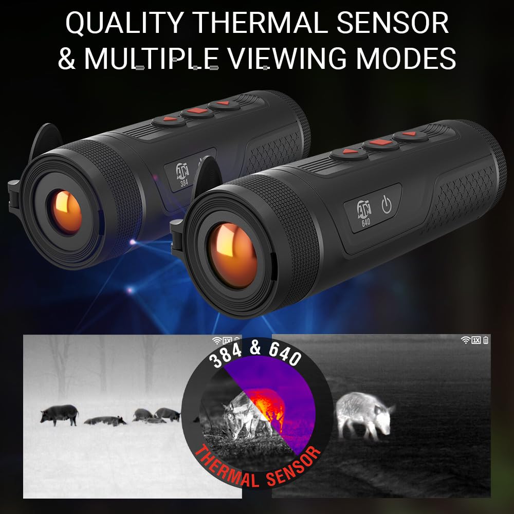 ATN BlazeTrek - Monocolo termico da caccia, sensore 384 x 288/640 x 512, 50 Hz, 12 μm, 25 mK, display AMOLED 800 × 600, estrazione oculare da 15 mm, batteria 7+ ore, USB Type-C, IP67, leggero (640 x