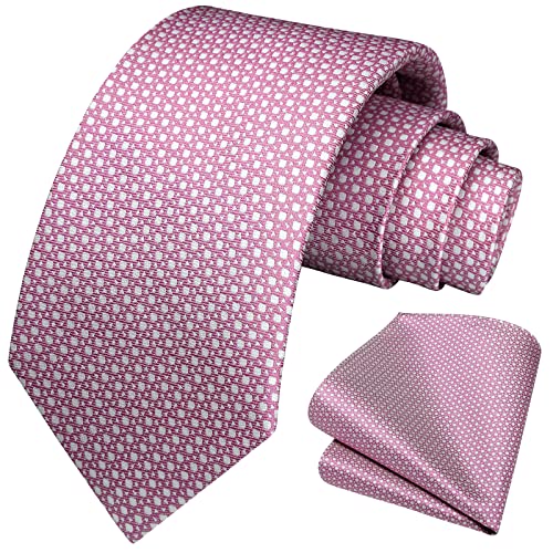 Image of HISDERN Polka Dot Ties for Men Classic Silk Ties and Pocket Square Formal Business Necktie Handkerchief Wedding Party