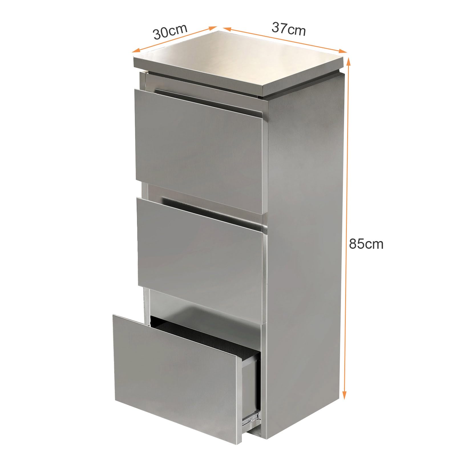 Questo mobiletto portautensili da Barbiere in Acciaio Inossidabile con 3 cassetti è la Soluzione Ideale per riporre Strumenti Professionali in saloni di Parrucchieri, Centri estetici e tatua