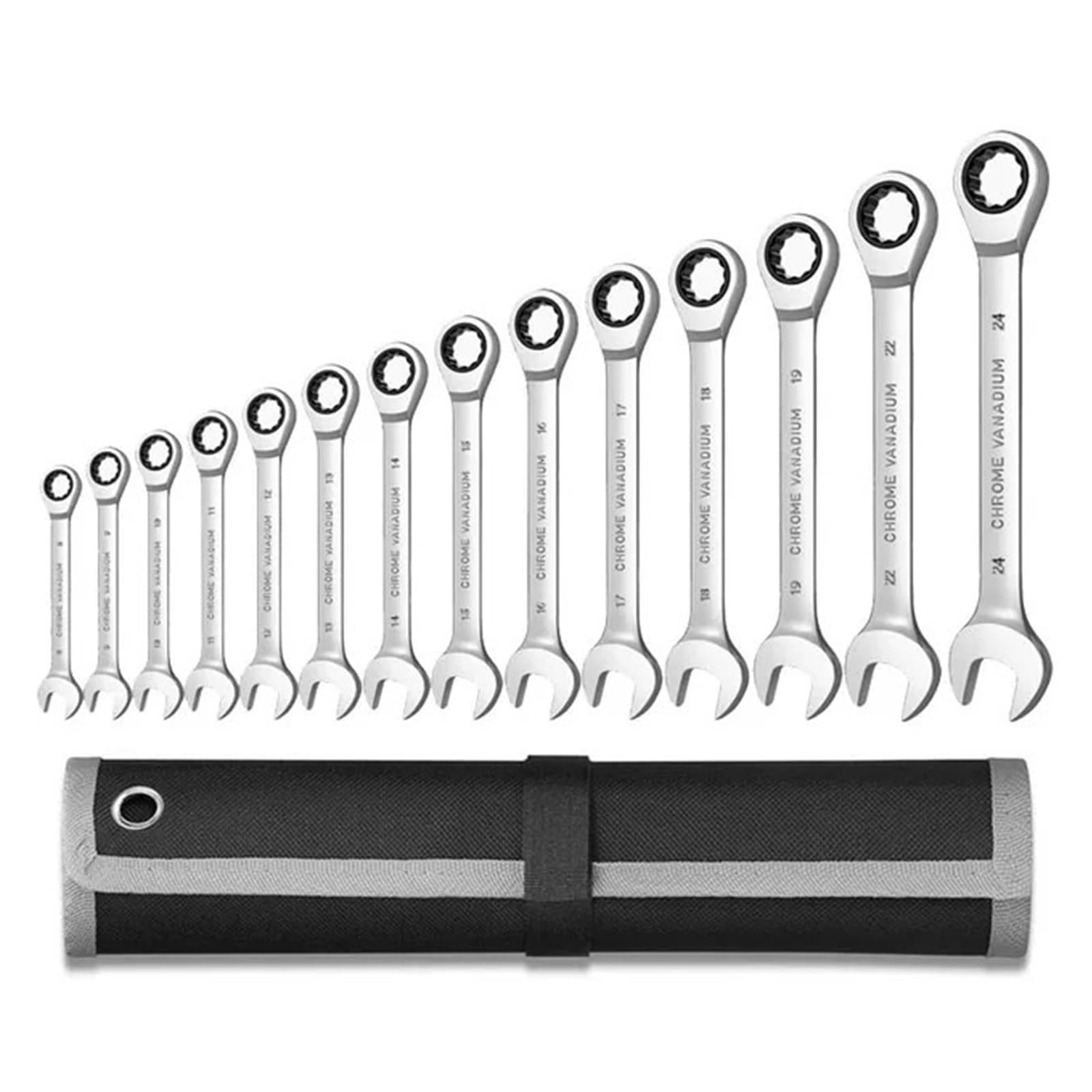 Juego De Llaves Trinquete Caja Combinada, Inglesas, Herramientas Manuales Métricas, Reparación Automóviles Alta Compatibilidad(14pcs(8-24mm))