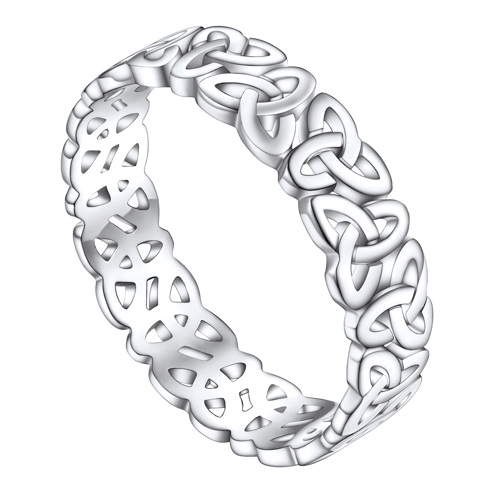 Celtic Knot Rings for Women Sterling Silver Thumb Ring Irish Eternity Band 925 Silver Stackable Size J 1/2-V 1/2 with Gift Box