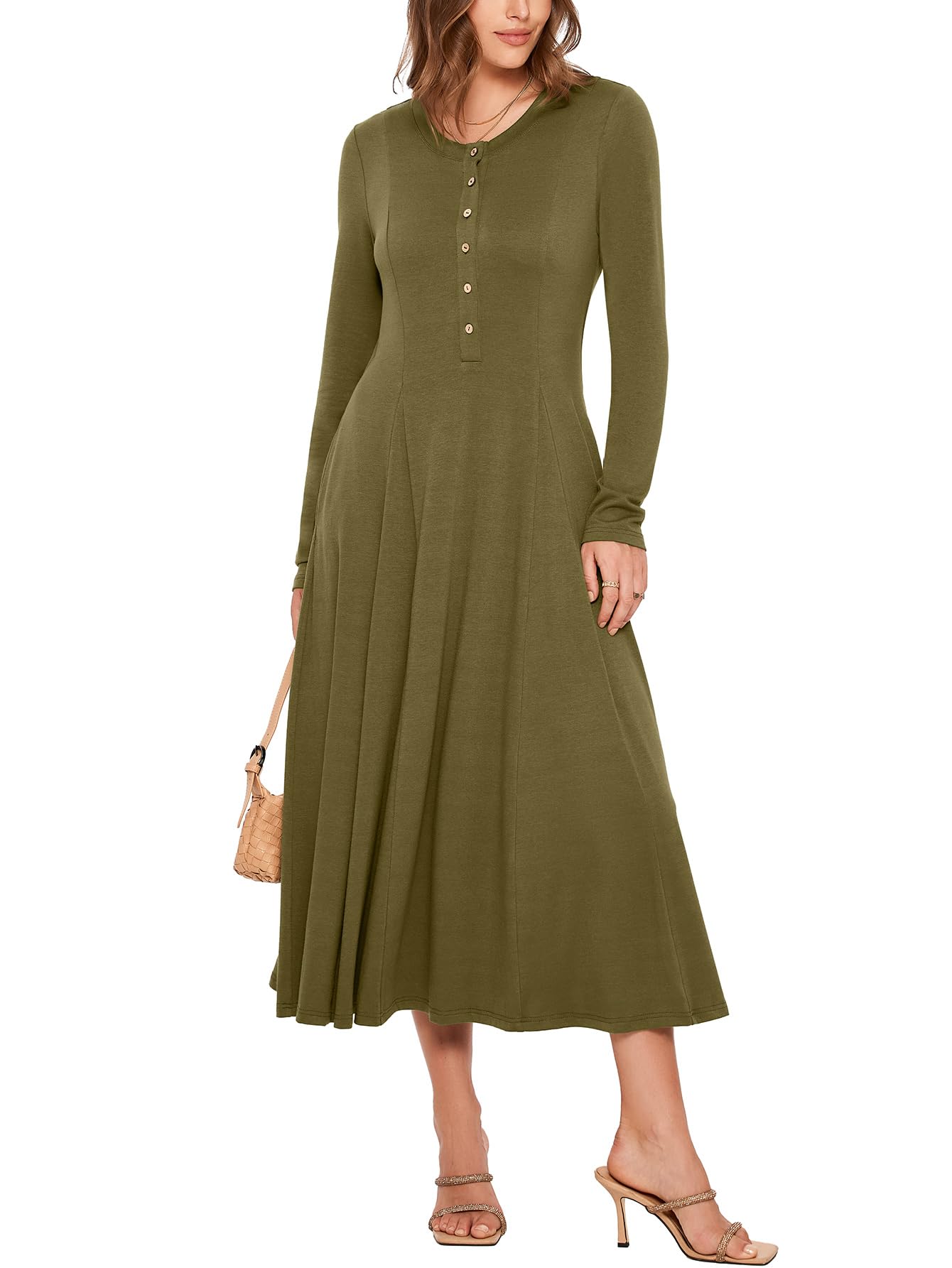 Glamaker Womens Long Sleeve Button Down Fit & Flare Dress Army Green Size L | eBay Glamaker Womens Long Sleeve Button Down Fit & Flare Dress Army Green Size L | eBay