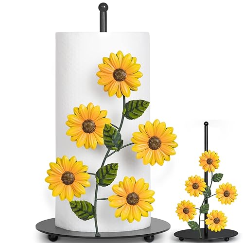 Sunflower Paper Towel Holder Sunflower Kitchen Decor and Accessories Yellow Farmhouse Paper Towel Holder Cute Kitchen Decor Sets Countertop Country Stuff Home Vintage Rustic Unique Counter Gift