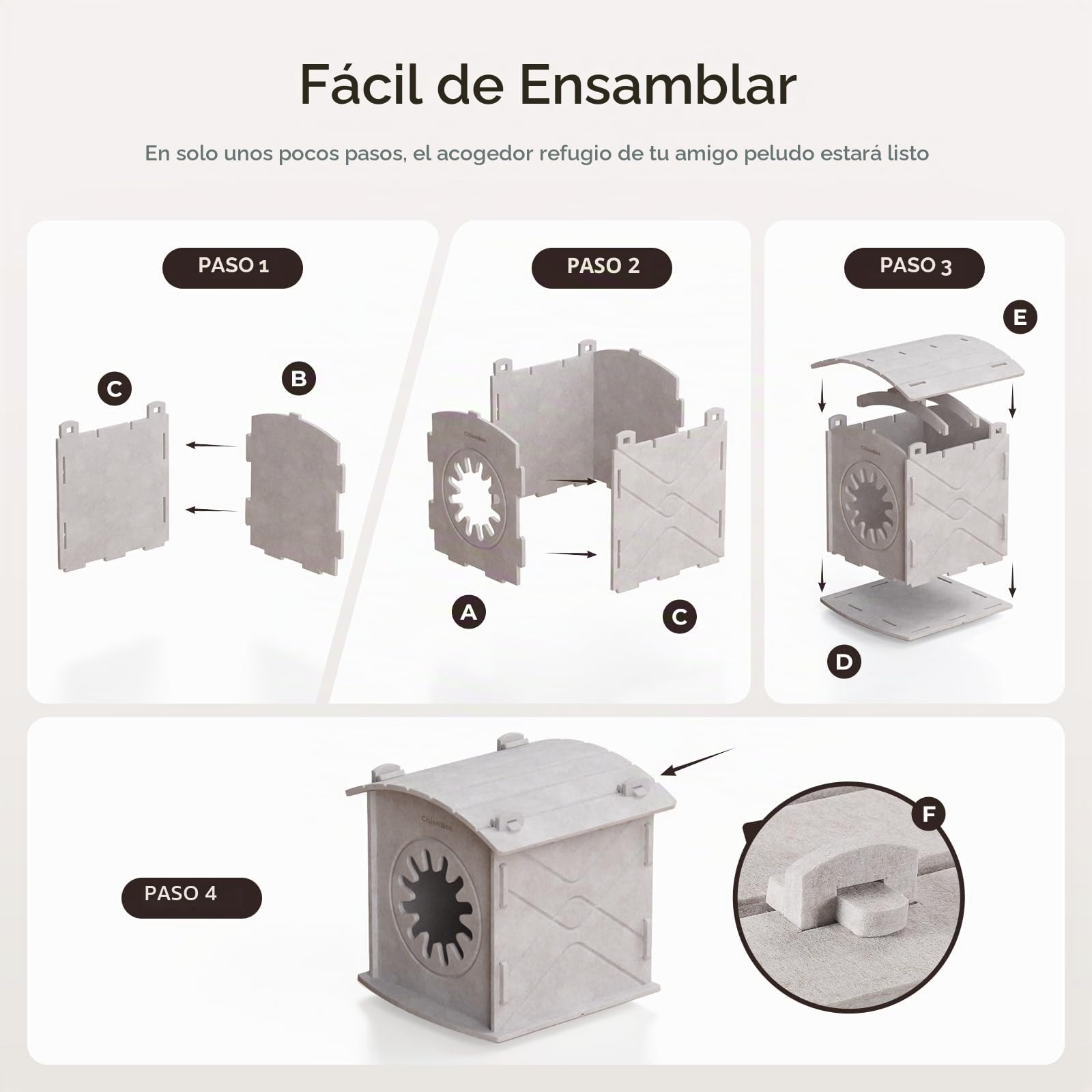 Casa para Gatos Interior de Fieltro: Cálida Cueva para Gatos Invierno, Casa Gatos Robusta, Casa Gato con Entrada Rascadora, Cama para Gatos Fácil de Limpiar y Montar, Cueva Gato 38x36x38cm