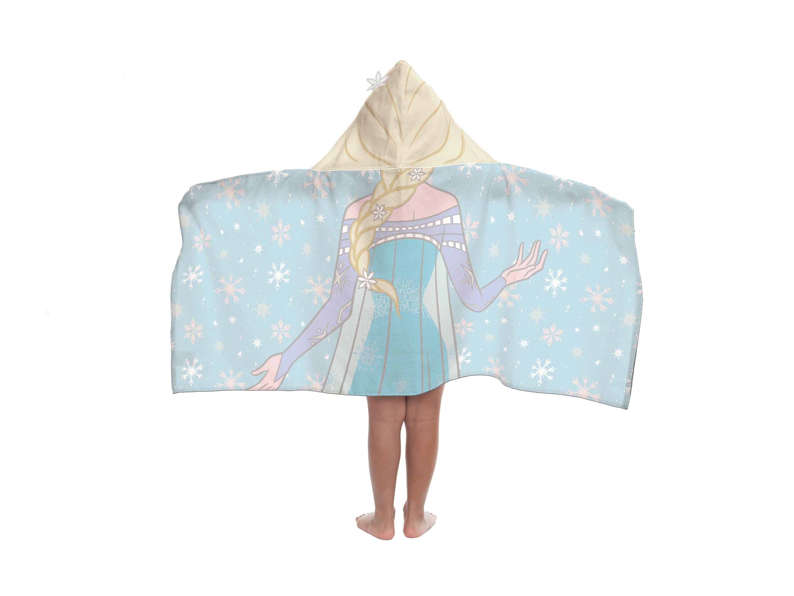 Jay Franco Disney Frozen Elsa Hooded Towel – 56 x 130cm Kids Super Soft Bath Towel, Beach, Pool & Travel, Official Licensed Product, Blue
