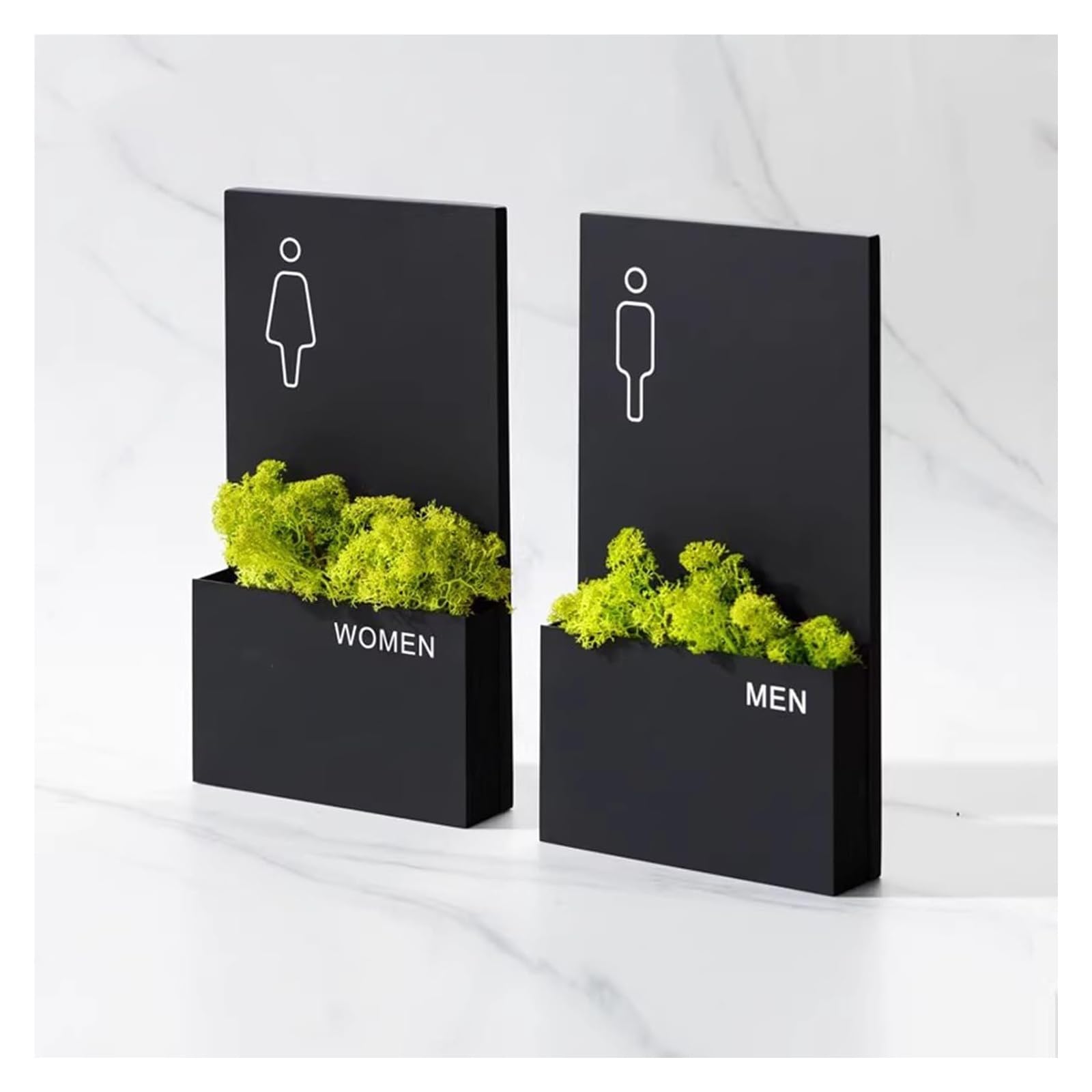 Carteles para aseos, Letrero decorativo unisex for puerta de baño acero inoxidable, negro, 26x14cm
