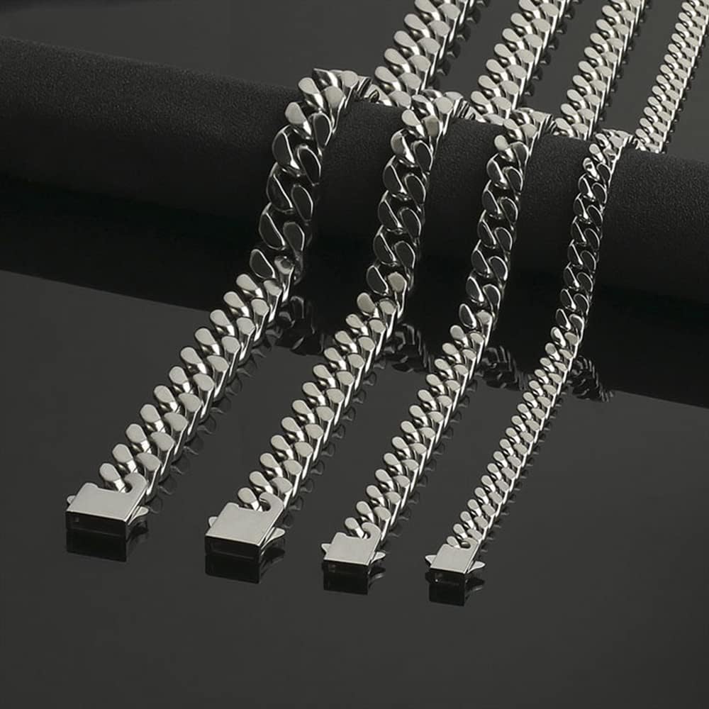 316L Stainless Steel Men Necklace Cuban Chain Links with Gift Box - Image 2