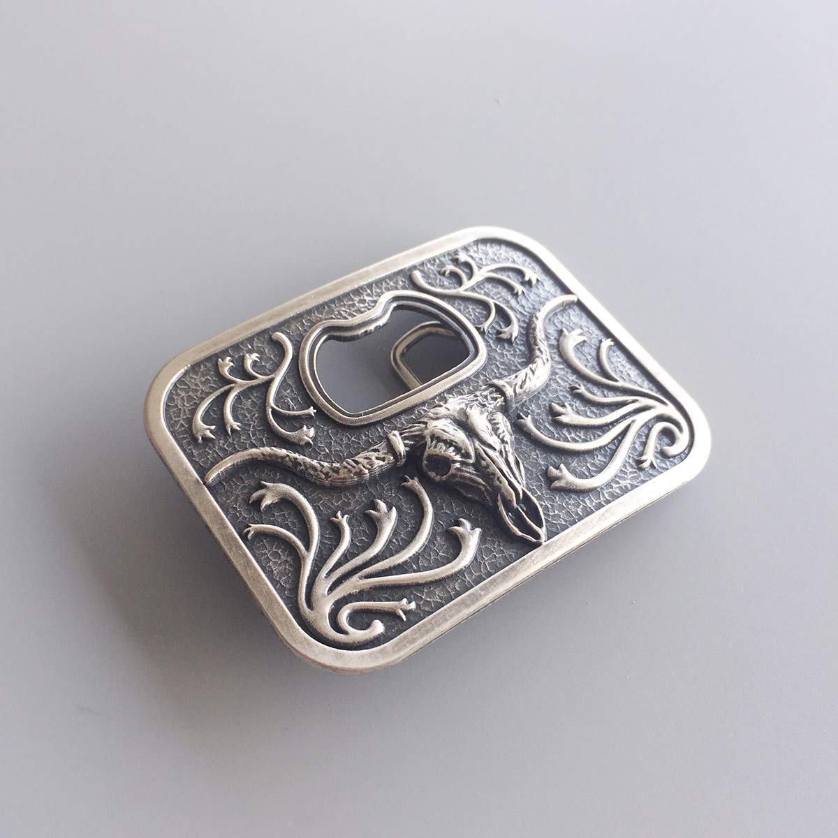 JEAN'S FRIEND Vintage Silver Rodeo Longhorn Bull Bottle Opener Belt Buckle also Stock in the US