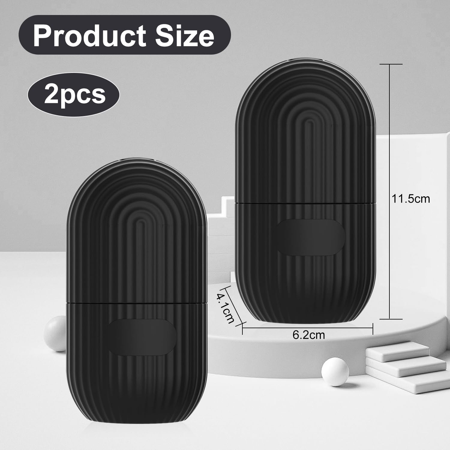 2 Pezzi Ice Roller Viso, Rullo di Ghiaccio Facciale, Stampo Ghiaccio Viso Riutilizzabile in Silicone, Riduzione Pori e Occhiaie, per Routine di Bellezza Naturale (Strisce Nere)
