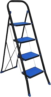 Duwee 4 Step Ladder Foldable Ladder Stool with Handrail Step Ladder Heavy Duty Portable Step Ladder Anti-Slip Step Stool for Household, Kitchen, Library,Blue