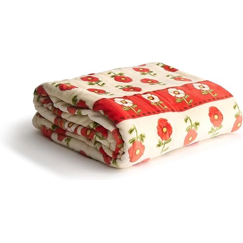 Vera Bradley Oversized Throw, Tiny Poppies Stripe, One Size