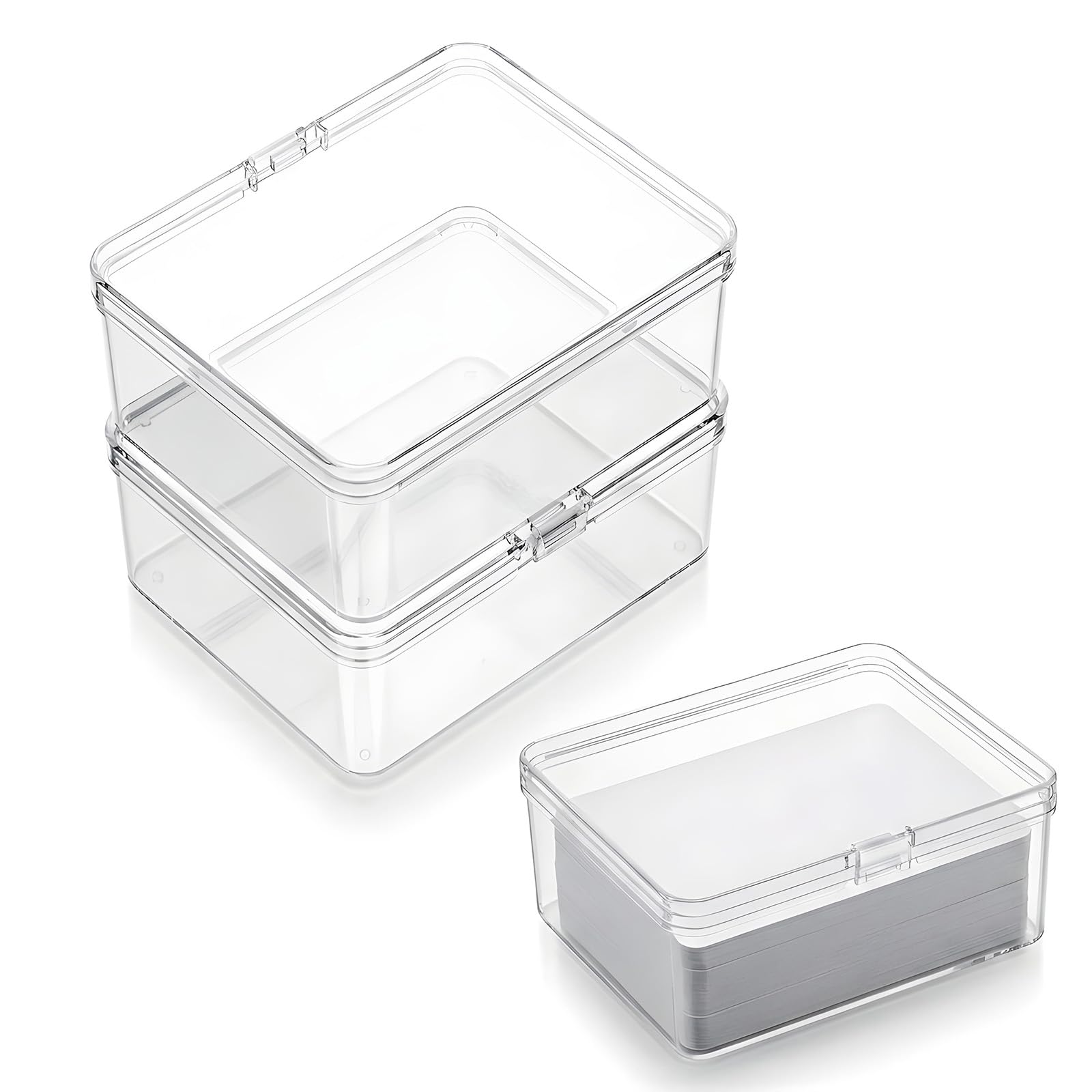 Gsbnjuy 2 Pack Plastic Game Card Storage Box Portable Empty Playing Card Box Organizer Clear High Capacity Cards Deck Boxes Standard Case Cards Holders 3.66 × 1.85 inch (NO cards)