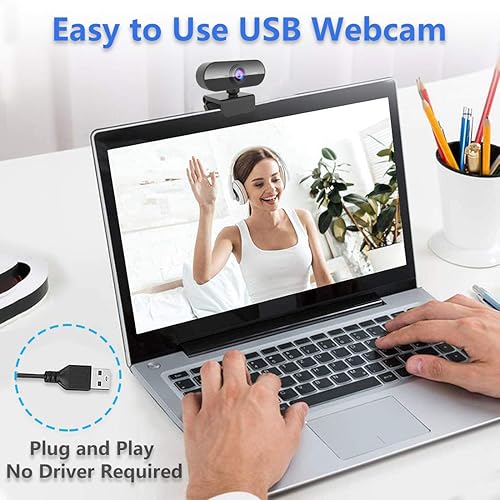 Miniatura 6 de Cámara web para PC con micrófono, Full HD 1080P Streaming Web Cam para Mac Laptop, USB Cámara externa de computadora para escritorio, la mejor