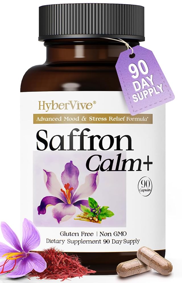 Saffron Supplements with Ashwagandha L-Theanine - 368 5MG - Mood Balance Stress Relief Mental Clarity Cortisol Support for