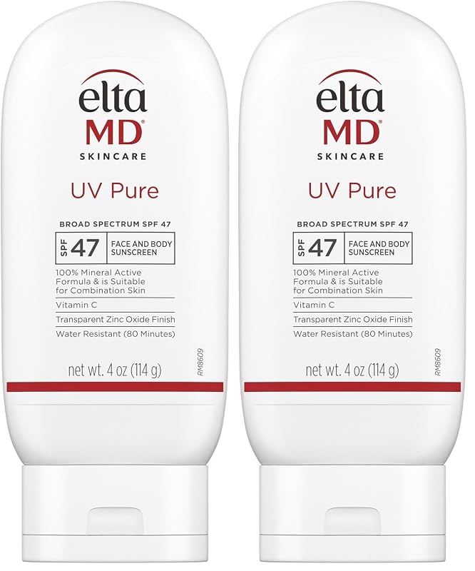 Protetor solar facial e corporal EltaMD UV Pure FPS 47, fórmula mineral com óxido de zinco, sem óleo, modelo 02582