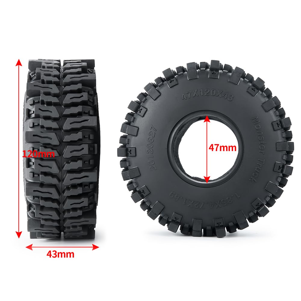 Amazon | 120MM 1.9ゴム製ロックタイヤ ホイールタイヤ 1/10 RCロック
