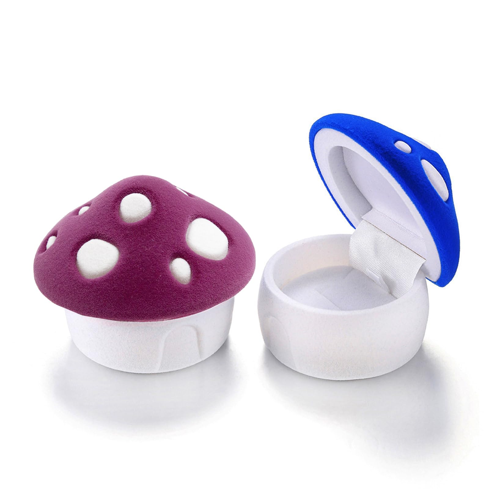 Boîte à bijoux champignon en velours lot de 2 pour bagues et boucles d'oreilles