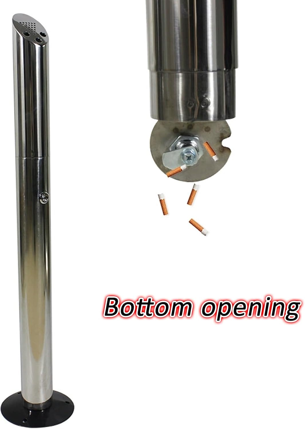 Commercial Stainless Steel Standing Ashtray, Cigarette Disposal Outdoor with Key, Cigarette Butt Collector with Locking Triangular Lock, f Offices, Bars