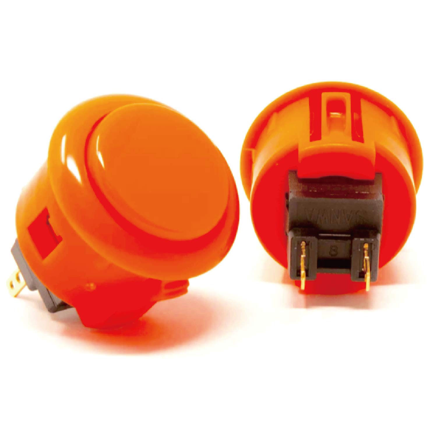 SANWA Lot de 8 boutons poussoirs originaux OBSF-30 - 30 mm - Pour jeux vidéo Arcade Jamma et joystick d'arcade (Orange) S@NWA