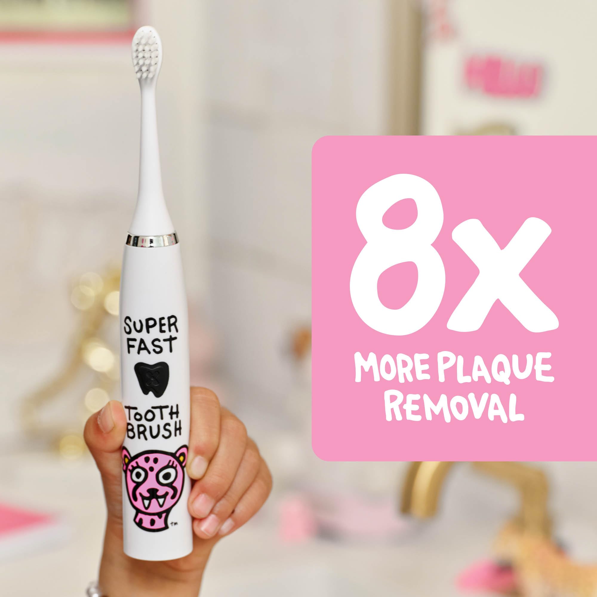 Made by Dentists Spazzolino elettrico per bambini – Spazzolino vibrante ricaricabile con timer, include 6 testine di ricambio, pulisce delicatamente i denti, per ragazze e ragazzi, bambini e bambini