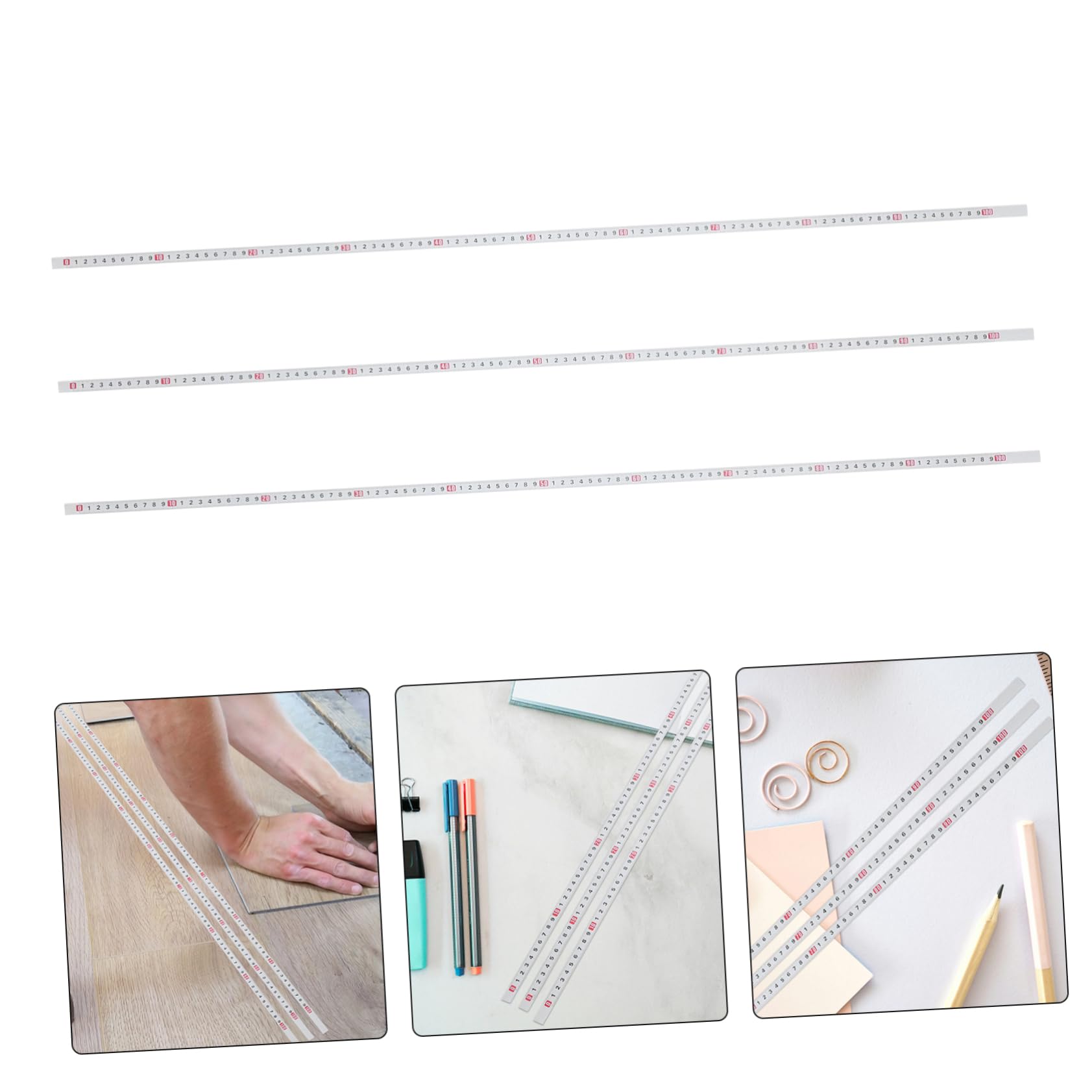 UKCOCO 15pièces Règle Adhésive Métallique Ruban De Mesure Auto-collant Pour Atelier Bureau Mur Outil Pratique Pour Mesure Précise