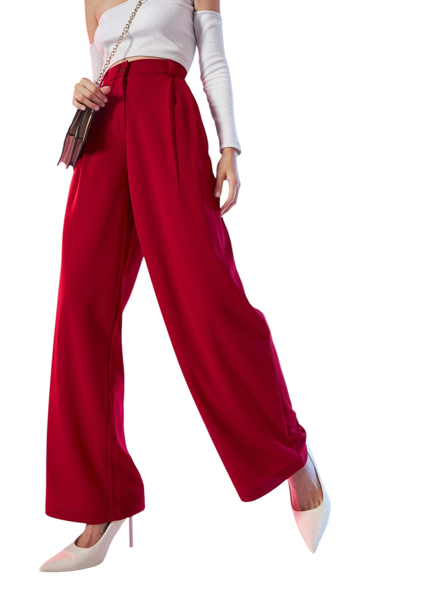 Women Korean Pleated Loose Fit Pants-image-39