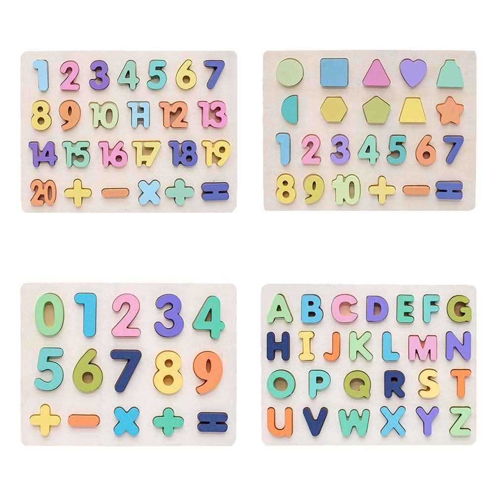 iplusmile Bloques Letras y Números para Rompecabezas Educativo de Letras Mayúsculas y Números para Reconocimiento Infantil y Desarrollo Temprano Juguete Montessori para Bebés y Pequeños