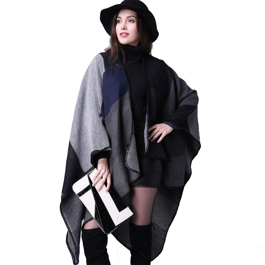 heekpek Poncho Donna Elegante per Inverno Reversibile Donna Sciarpa Oversize Poncho Fatti a Maglia Poncho Multifunzione Mantelle Scialle Vintage Scialle Coprispalle Elegant