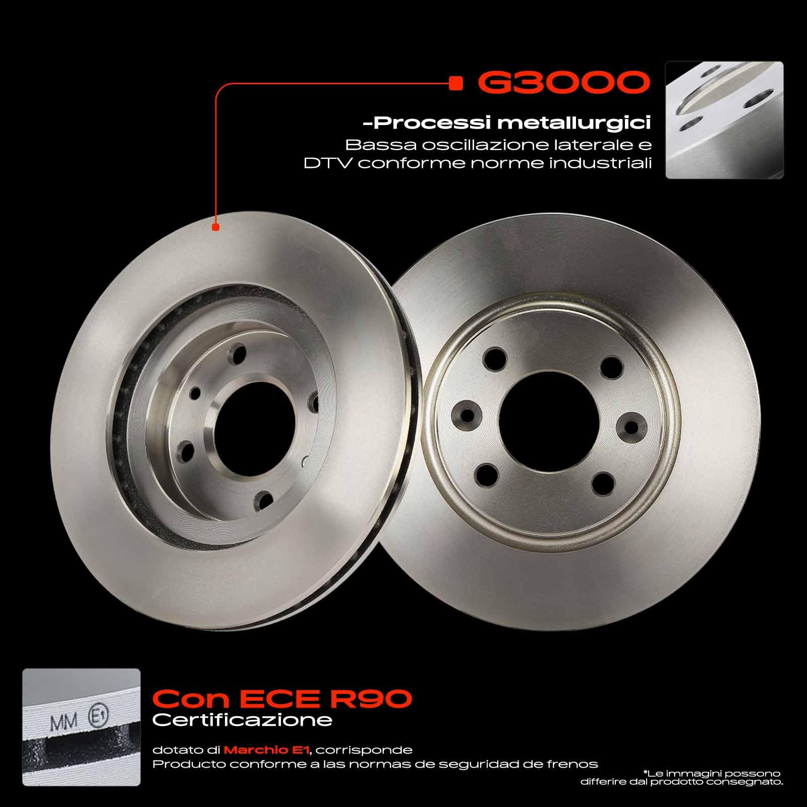 Frankberg Set freni incl. 2x Dischi Freno + 4x Pastiglie dei Freni Anteriore Compatibile con S.a.n.d.e.r.o II Clio IV BH Logan MCV II Twingo III BCA BCM Replace# 410605536R