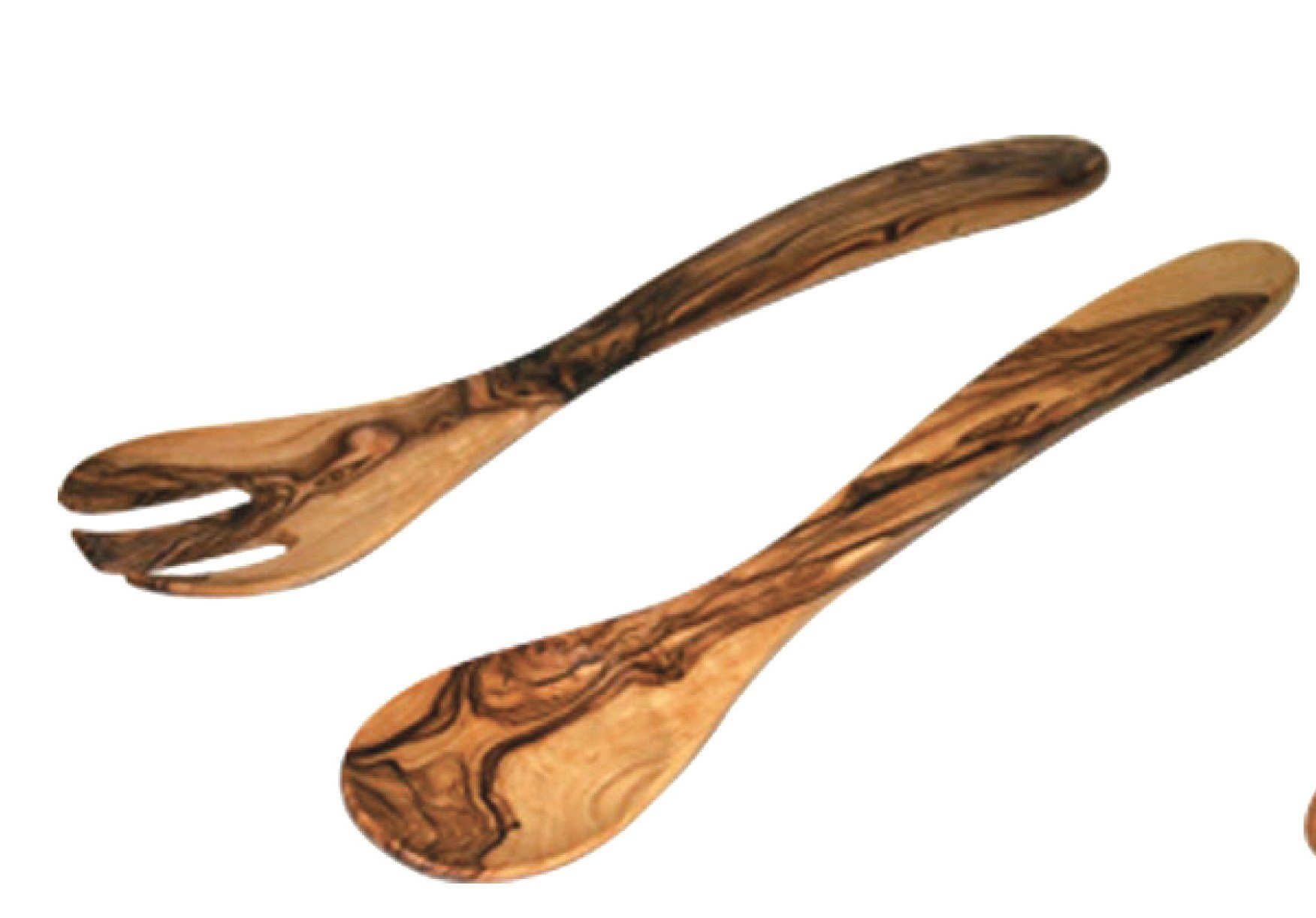 Couverts à salade en olivier de 30 cm provencal, ustensiles de cuisine en bois