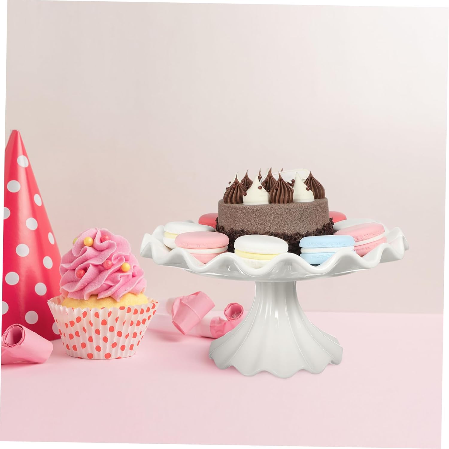 CONGARTENO セラミック食器 フットケーキプラッター デザートフルーツディス