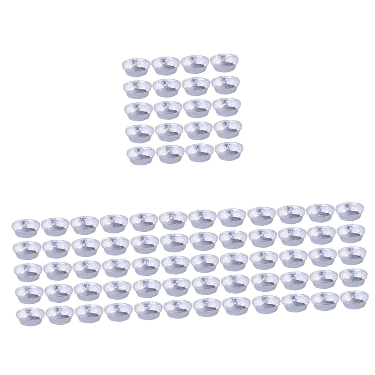 IMIKEYA Set di 4 padelle ad aria mini barbecue contenitori per torte con coperchio contenitori per alimenti e lattine rotonde per cuocere mini friggitrice argento, foglio di alluminio, 20 pezzi x 4