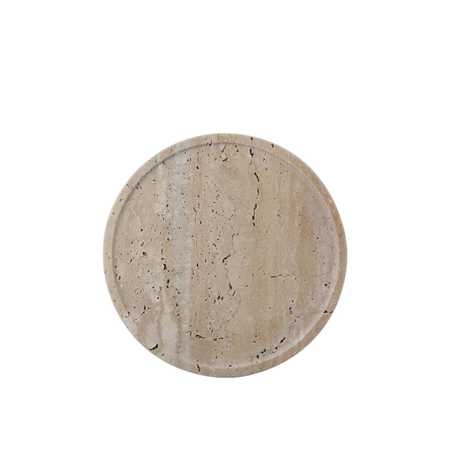Bathroom Stone Tray Minimalism Marble Tray for Perfume Candles Jewelry Travertine Stone Vanity for Dresser Countertop Coffee Table Serving(20x20cm)