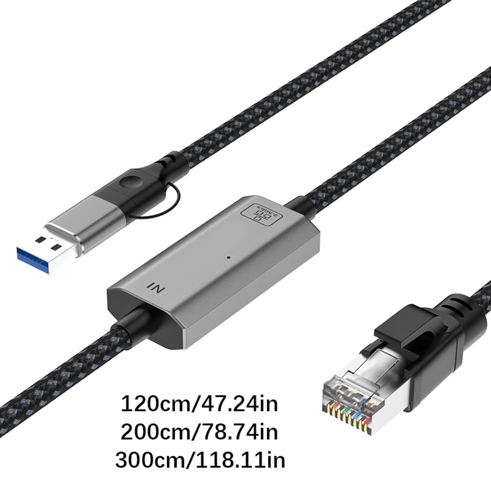 Cavo adattatore flessibile da 2,5 GHz USB e tipo C Ethernet per esecuzione online stabile USB C a Ethernet Link Adapter