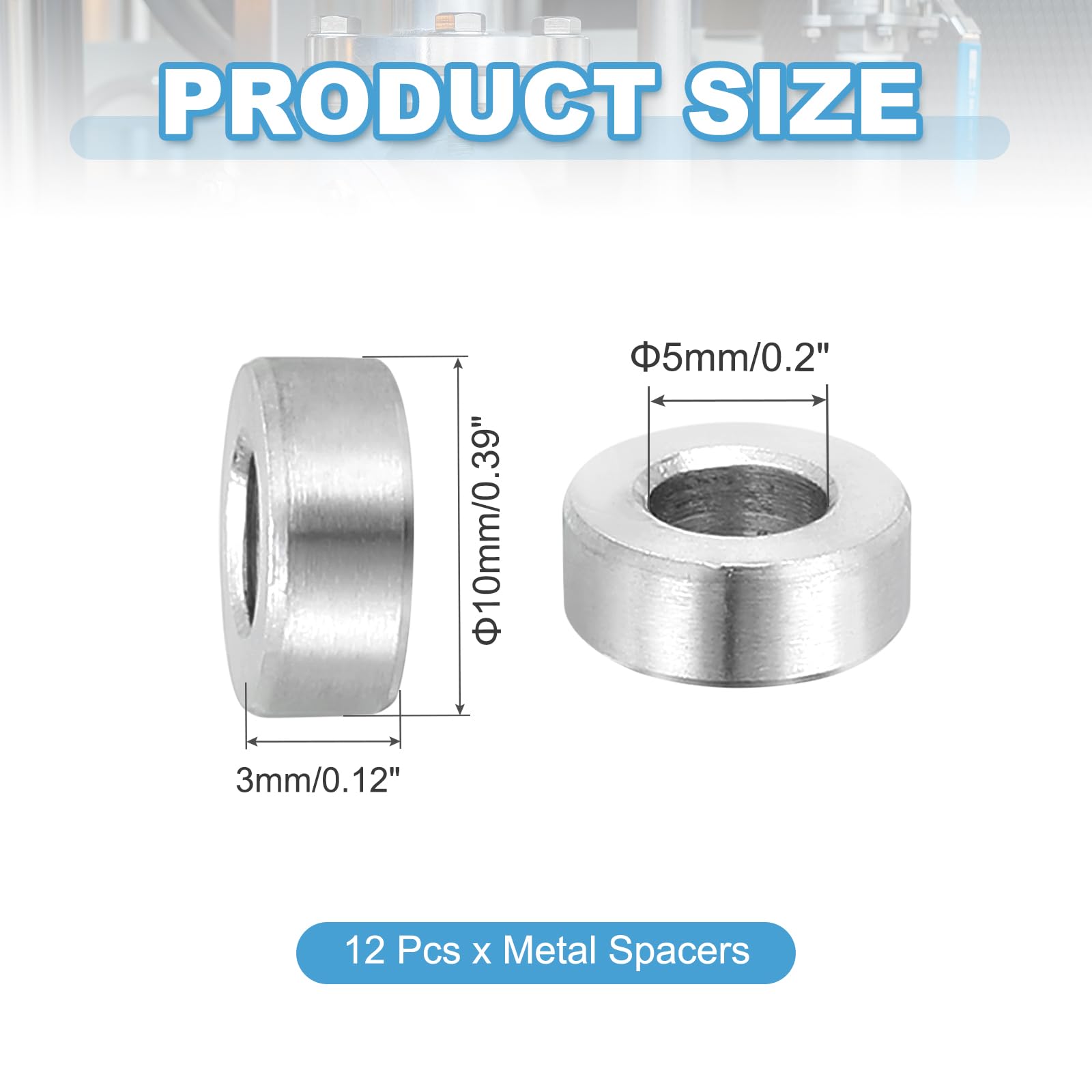 PATIKIL 12 Pcs Stainless Steel Spacers - Image 2