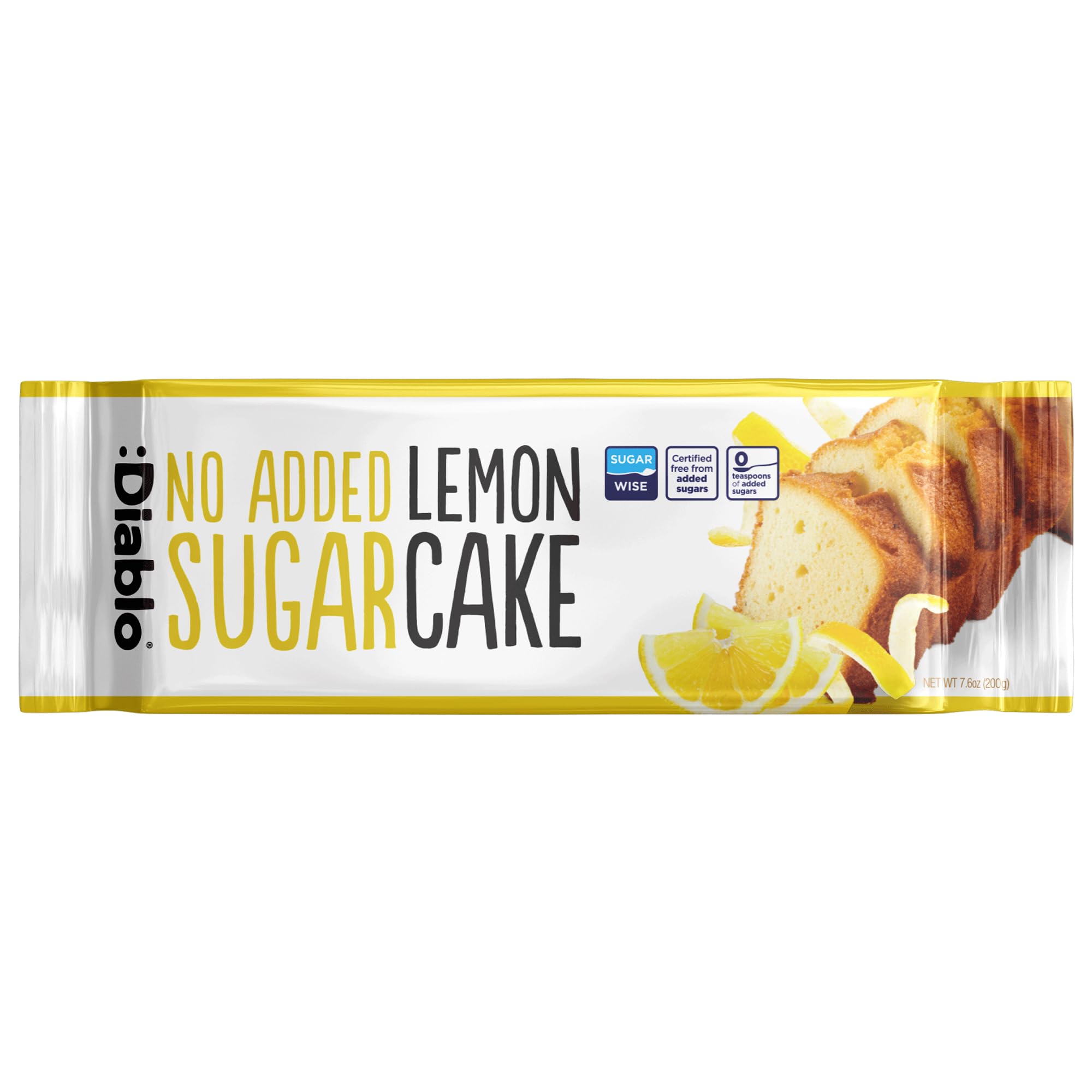 Diablo No Added Sugar Lemon Cake – Healthy Snacks Sweet Treat, Cakes and Desserts for All, Ideal for Snack Time, Tea & Party Treat, Halal & Kosher Approved – 200g (Pack of 1)