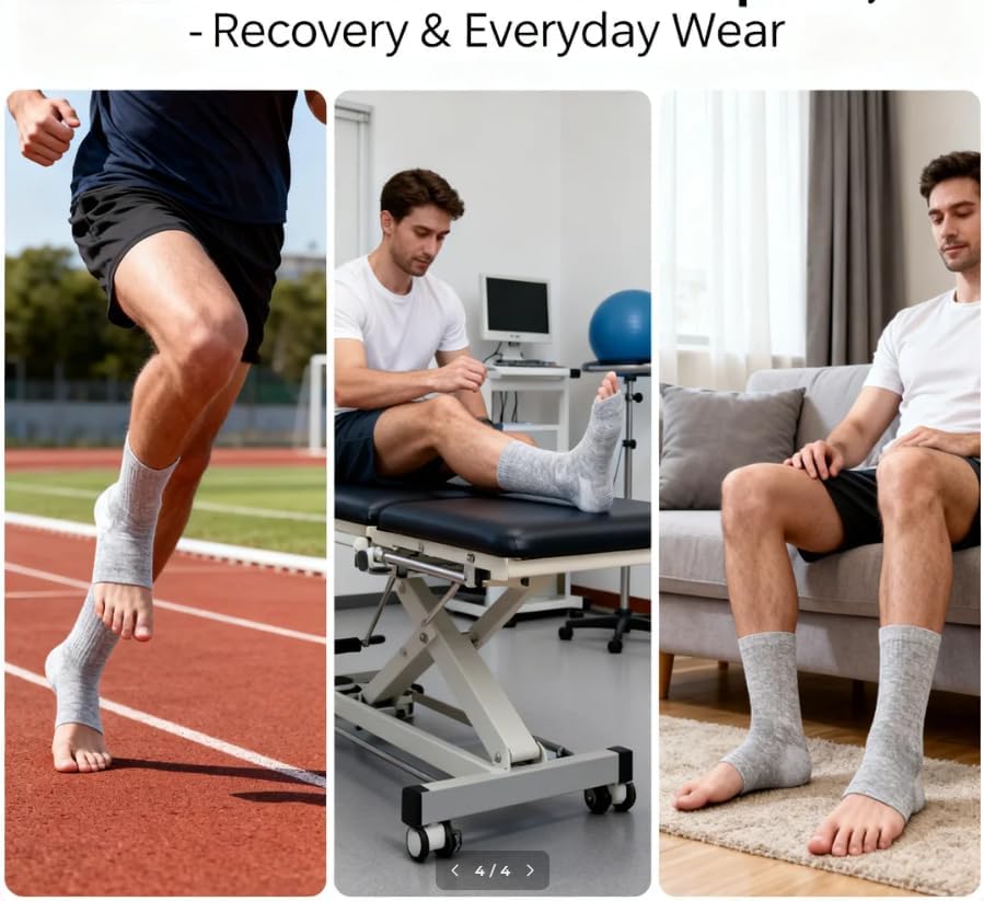 One Compress Bamboo Foot Sleeves - Breathable, Elastic Compression Socks with Arch Support for Daily Wear and Foot Care