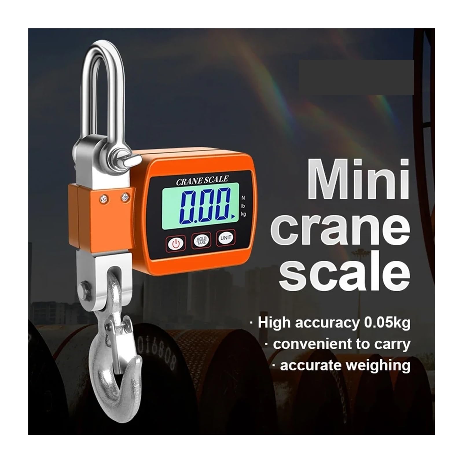 Bilancia sospesa, 0.05-500kg Bilancia digitale sospesa per gru | Dotata di display digitale leggibile e struttura portatile per magazzini, officine e pesatura industriale.
