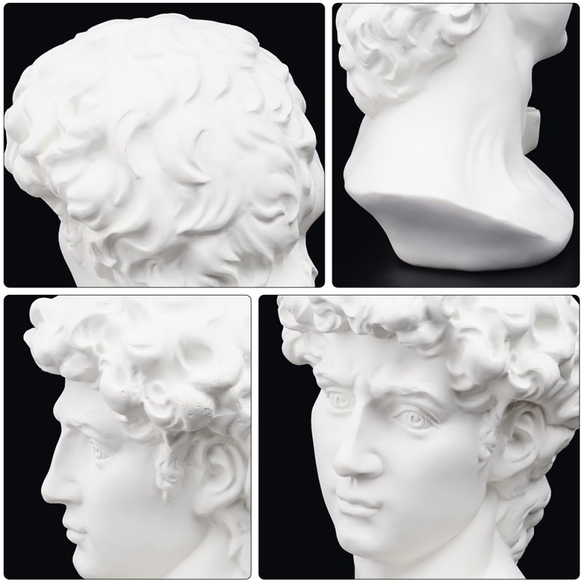 Happyyami Statua Decorativa in Resina Bianca Testa di David Stile Moderno per Arredamento Casa e Ufficio Funzione di Ausilio Didattico e Design Creativo Nordico