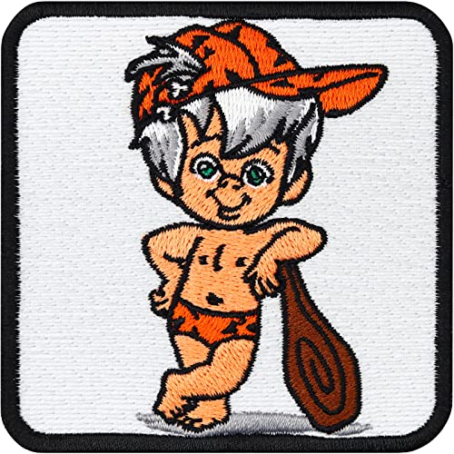 Image of Bam Bam Flint Stone Sew on /Iron on Patch | BAMM BAMM Rubble Flintstones Badge Embroidery | Vintage Cartoon Funny | Upgrade Clothing for All Fabrics | 2.95X2.95 in