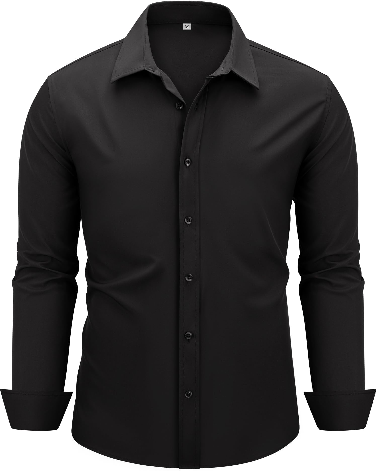 MAGE MALEMen's Dress Shirts Solid Long Sleeve Stretch Wrinkle-Free Formal Shirt Business Casual Button Down Tops