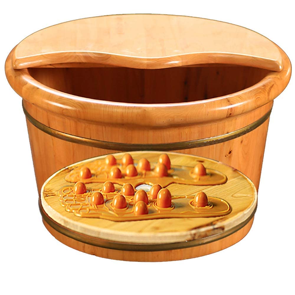 Cilindro per pediluvio in cedro, barilotto per pediluvio con coperchio, piccolo barilotto di legno per pediluvio, barilotto per pediluvio femminile secchio per la salute domestica in legno 26 cm (Log