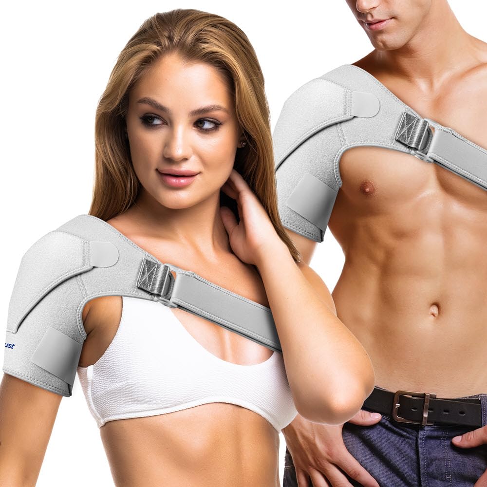 Suptrust Schulterbandage für Damen & Herren – Verstellbare Schulterstütze aus atmungsaktivem Neopren, Stabilität & Komfort bei Sport und Alltag, One Size Regular(Gray)